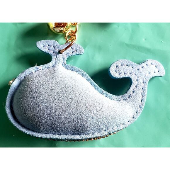 Crystal Whale Key / Purse Chain Charm with Leather Tassle - Picture 5 of 11